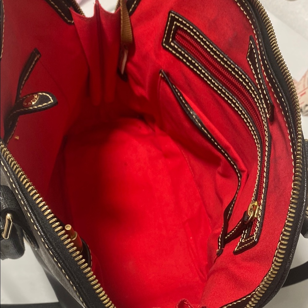 Dooney & Bourke Black Satchel with Gold Accents - Picture 4 of 5